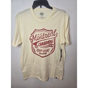 47 Brand Montreal Canadiens Vintage Look Hockey Cream T Shirt Men Medium